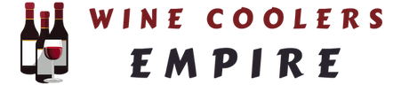 Wine Coolers Empire logo featuring two wine bottles and a red wine glass with bold red Empire text.