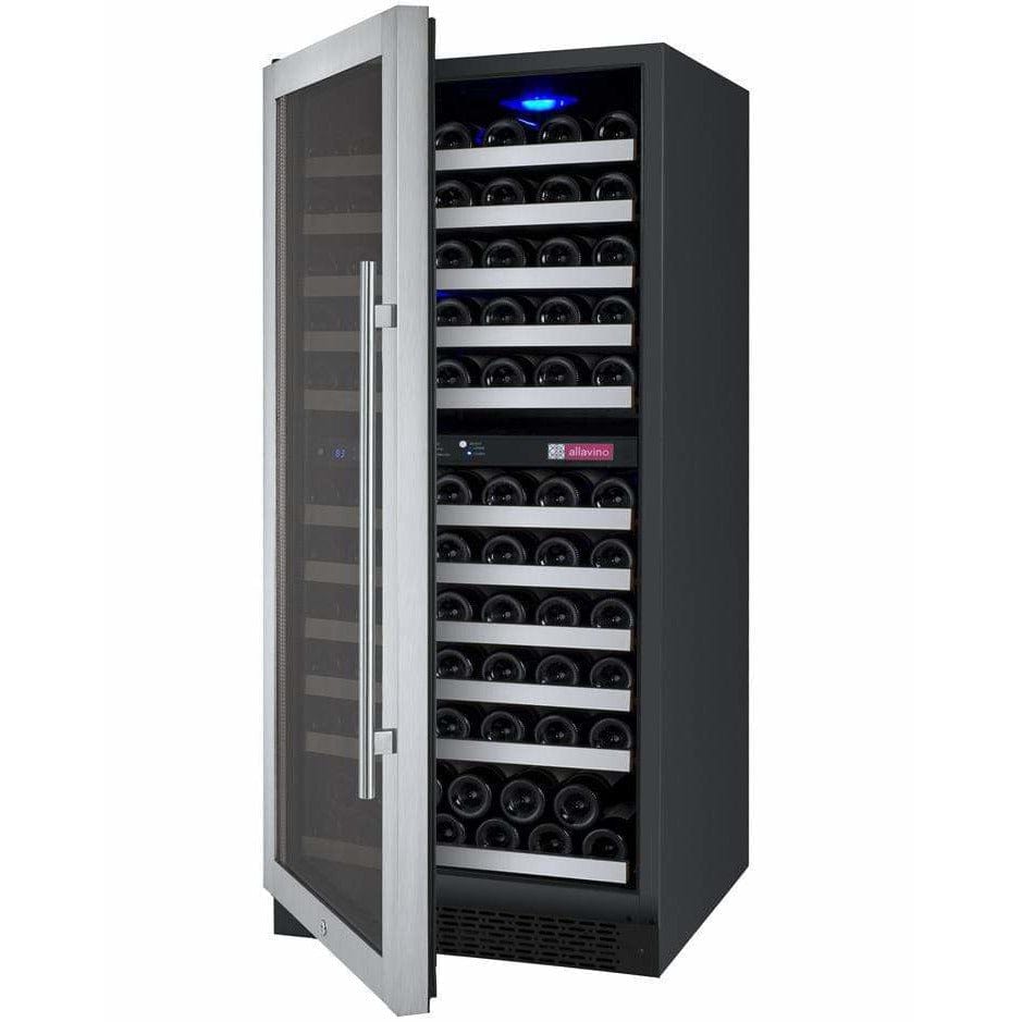 Allavino 121 Bottle  FlexCount II Tru-Vino Dual Zone Stainless Steel Left Hinge Wine Cooler VSWR121-2SL20 Wine Coolers VSWR121-2SL20 Wine Coolers Empire