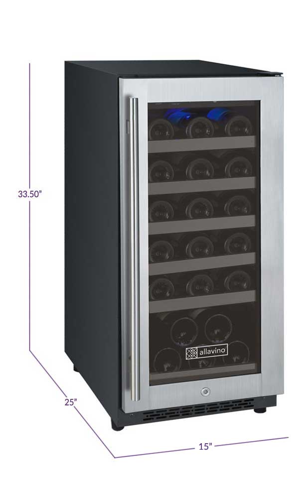 Allavino 15" Wide FlexCount II Tru-Vino 30 Bottle Single Zone Right Hinge Wine Refrigerator VSWR30-1SR20 Wine Coolers VSWR30-1SR20 Wine Coolers Empire