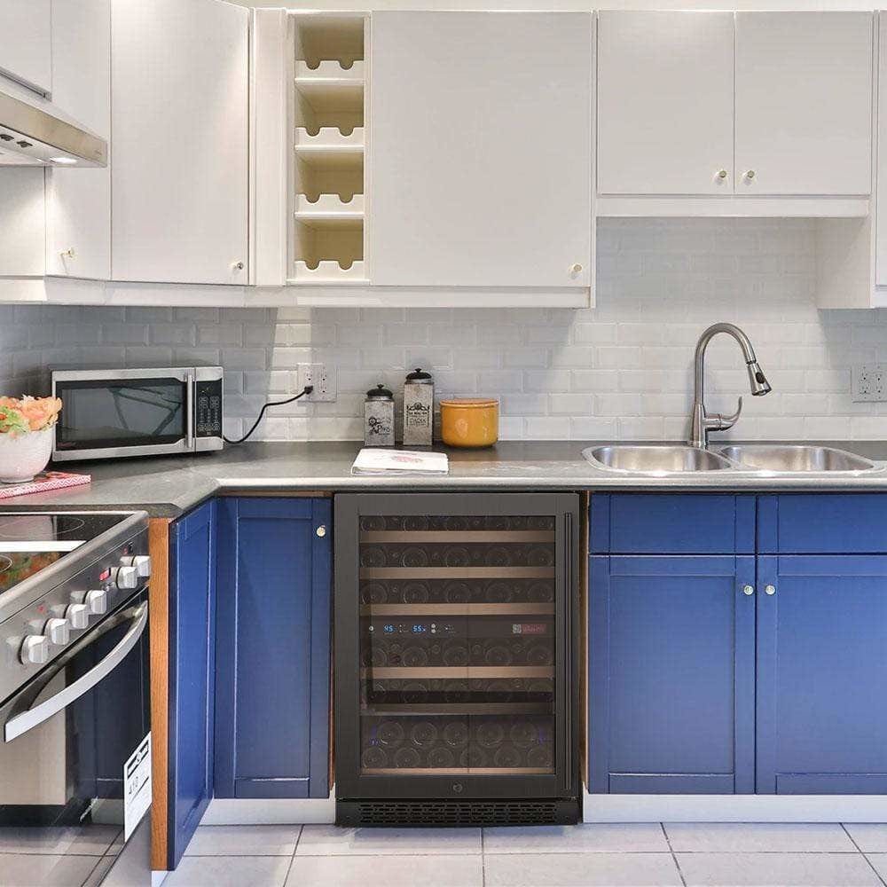 Allavino FlexCount 56 Bottle Dual Zone Black Left Hinge Wine Fridge VSWR56-2BWLN Wine Coolers VSWR56-2BWLN Wine Coolers Empire