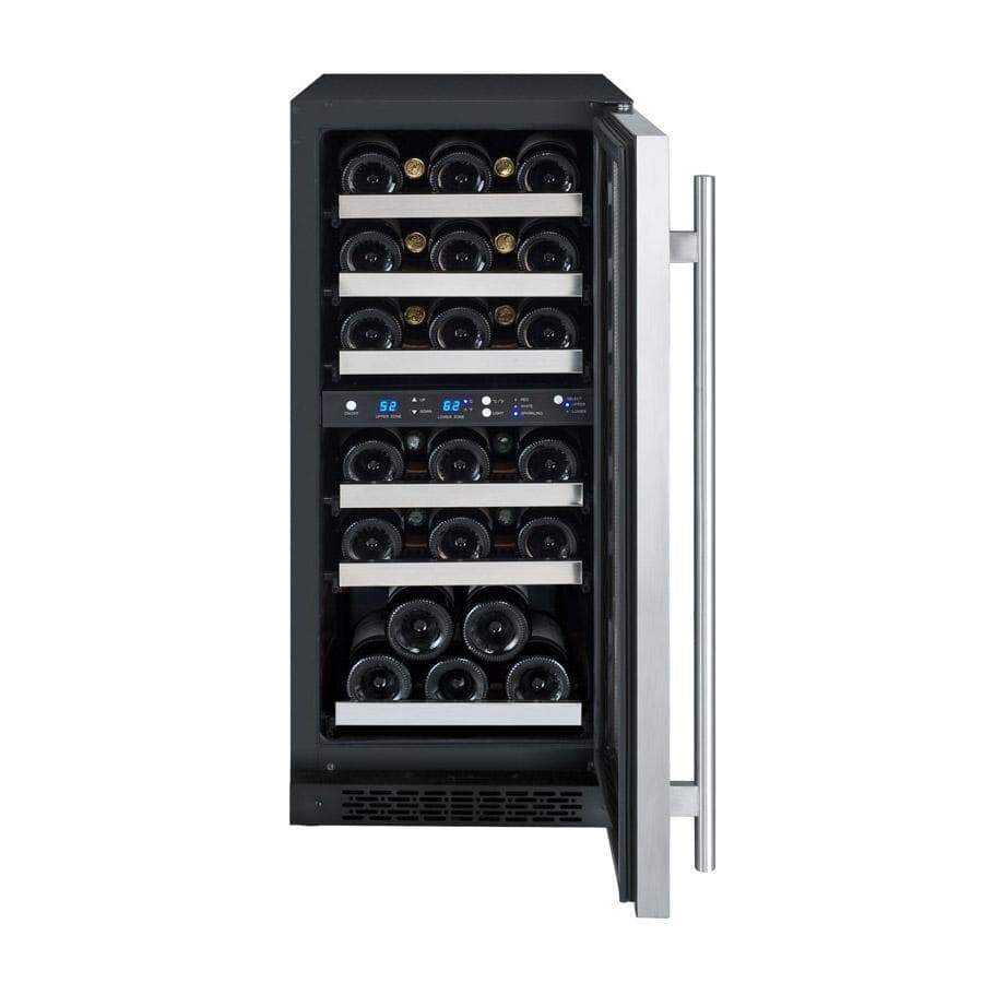 Allavino FlexCount II Tru-Vino 30 Bottle Dual Zone Stainless Steel Left Hinge Wine Fridge VSWR30-2SL20 Wine Coolers VSWR30-2SL20 Wine Coolers Empire