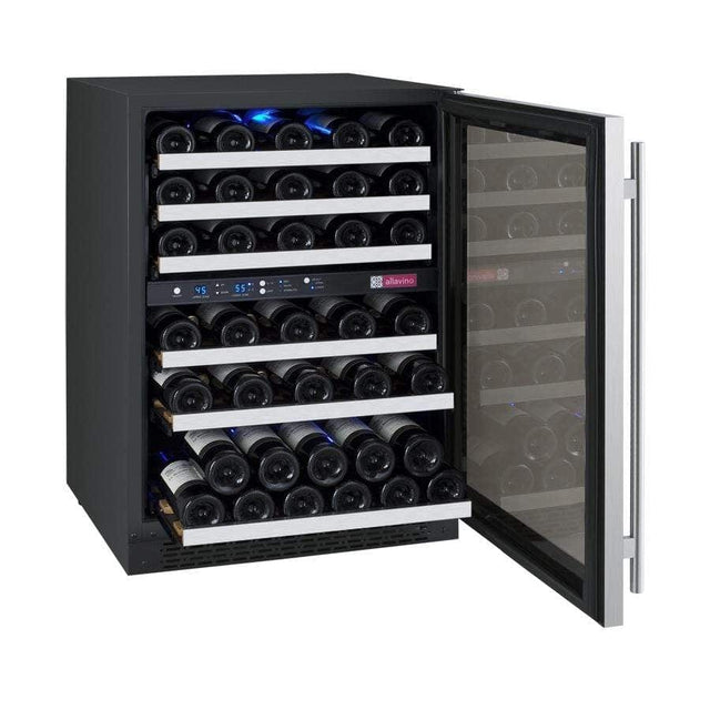 Allavino FlexCount II Tru-Vino 56 Bottle Dual Zone Stainless Steel Right Hinge Wine Fridge VSWR56-2SR20 Wine Coolers VSWR56-2SR20 Wine Coolers Empire