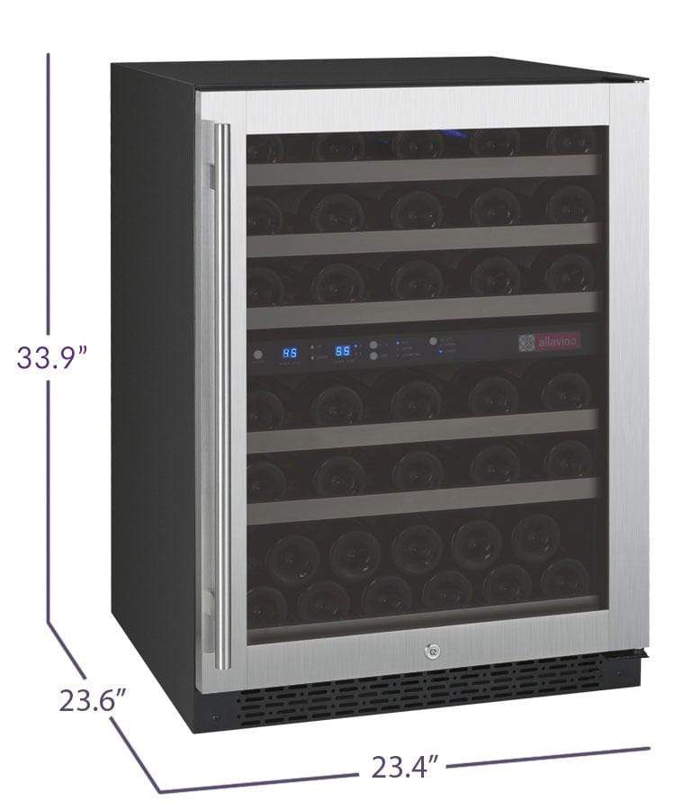 Allavino FlexCount II Tru-Vino 56 Bottle Dual Zone Stainless Steel Right Hinge Wine Fridge VSWR56-2SR20 Wine Coolers VSWR56-2SR20 Wine Coolers Empire