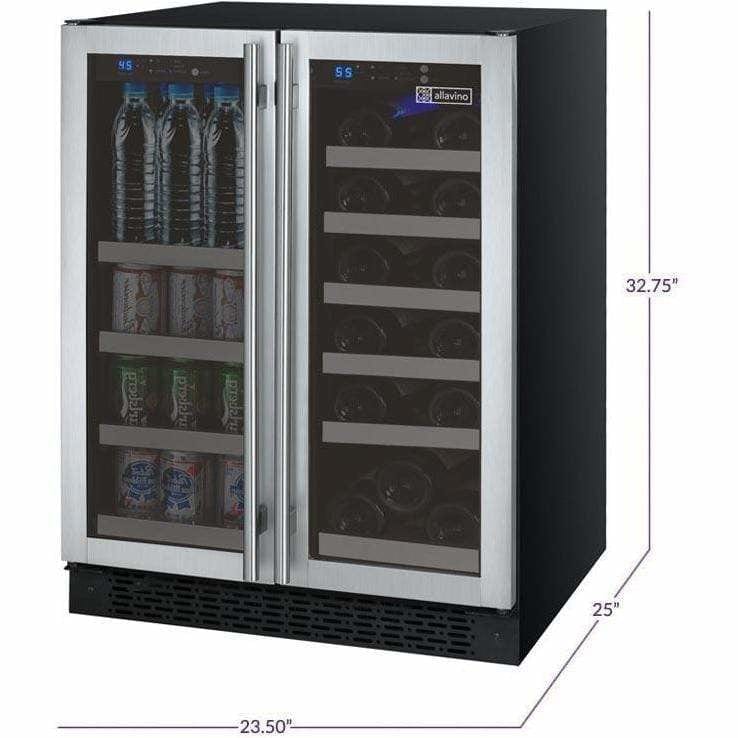 Allavino FlexCount Stainless Steel Doors Wine & Beverage Fridge VSWB-2SSFN Wine/Beverage Coolers Combo VSWB-2SSFN Wine Coolers Empire