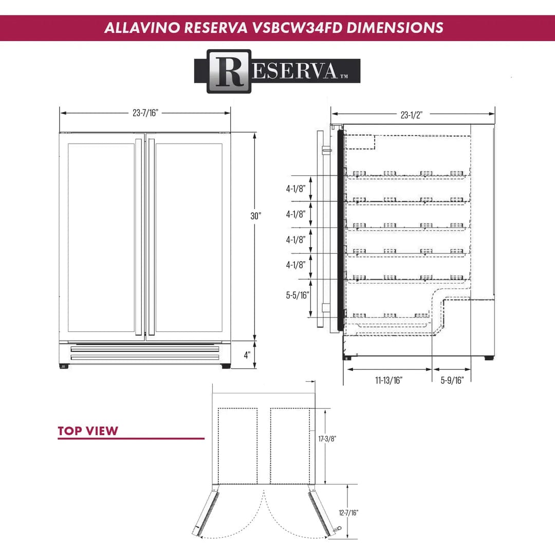 Allavino Reserva Series 36 Bottle Dual Zone Wine Refrigerator VSW3634FD-2S Wine Coolers VSW3634FD-2S Wine Coolers Empire