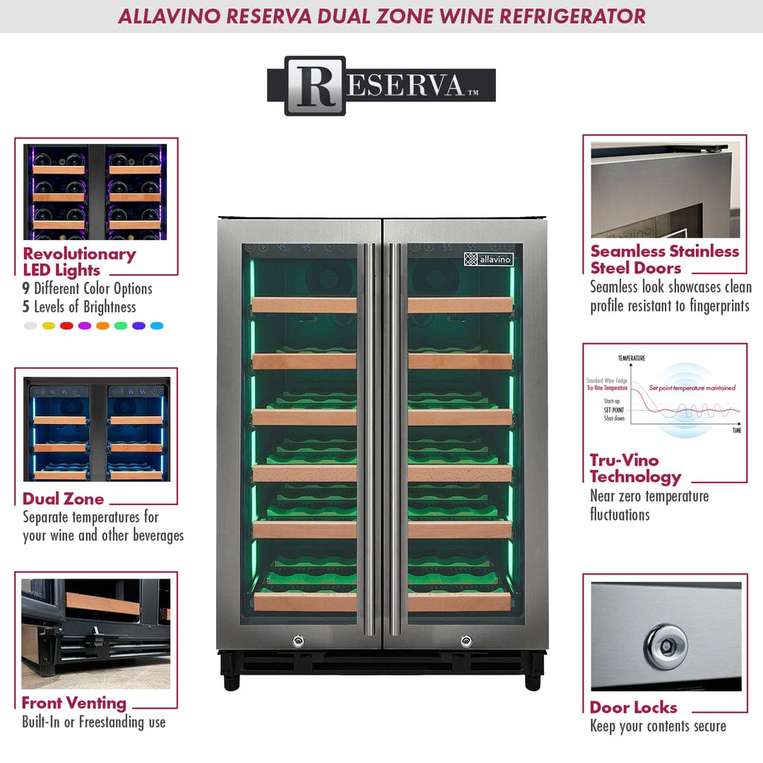 Allavino Reserva Series 36 Bottle Dual Zone Wine Refrigerator VSW3634FD-2S Wine Coolers VSW3634FD-2S Wine Coolers Empire
