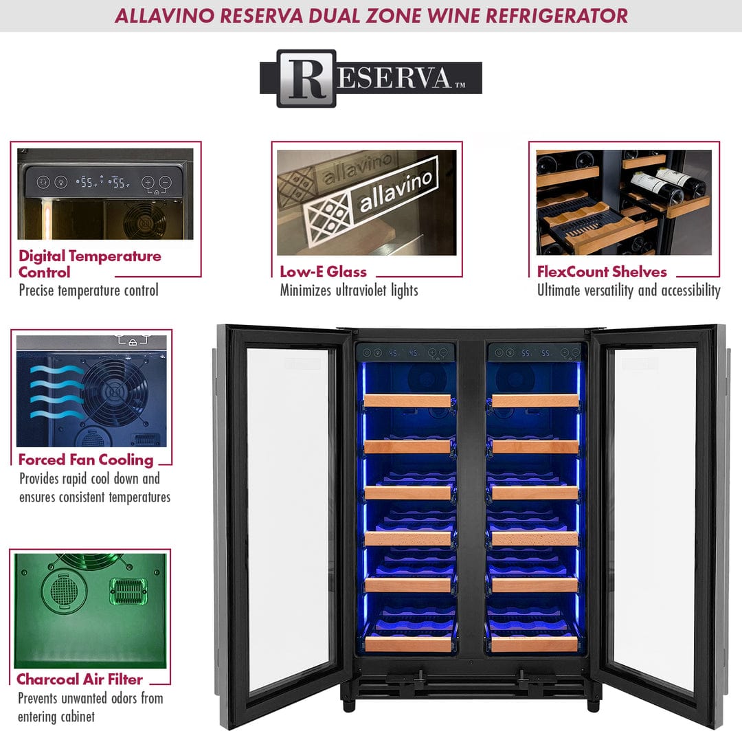 Allavino Reserva Series 36 Bottle Dual Zone Wine Refrigerator VSW3634FD-2S Wine Coolers VSW3634FD-2S Wine Coolers Empire