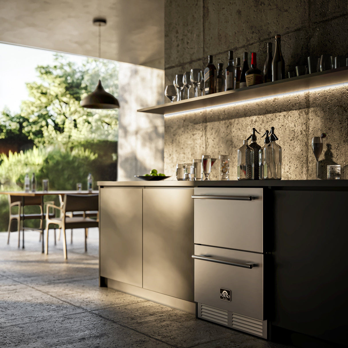 Forno Cosenza 24" Built-In Indoor/Outdoor Drawer Freezer with Ice Maker Freezers FDRBI1838-24S Wine Coolers Empire