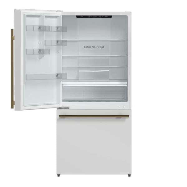 Forno Espresso Milano 62" White Freestanding Bottom Freezer Refrigerator Refrigerators FFFFD1787-60WHT Wine Coolers Empire