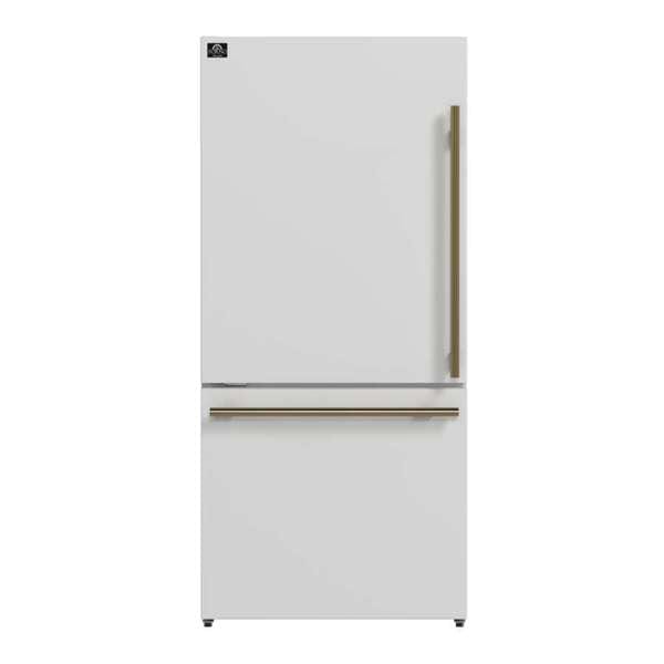 Forno Espresso Milano 62" White Freestanding Bottom Freezer Refrigerator Refrigerators FFFFD1787-60WHT Wine Coolers Empire