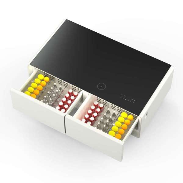 Forno Evoluto 51" White Smart Coffee Table Dual Refrigerator Drawers FCTFR7006-51WHT Refrigerators FCTFR7006-51WHT Wine Coolers Empire