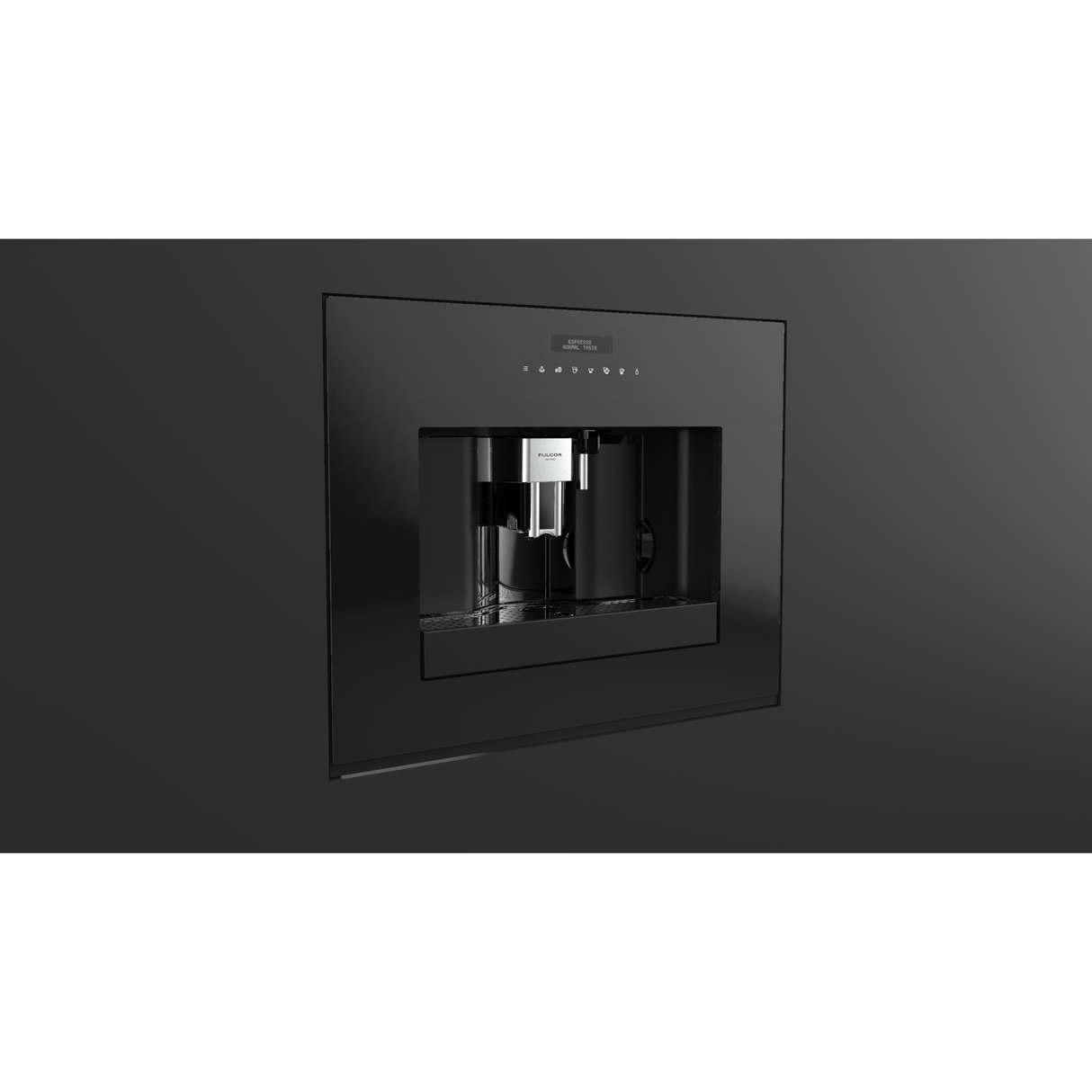 Fulgor Milano 24" Built-In Fully Automatic Coffee Machine, Black Glass - F7BC24B1 Coffee Dispensers F7BC24B1 Wine Coolers Empire