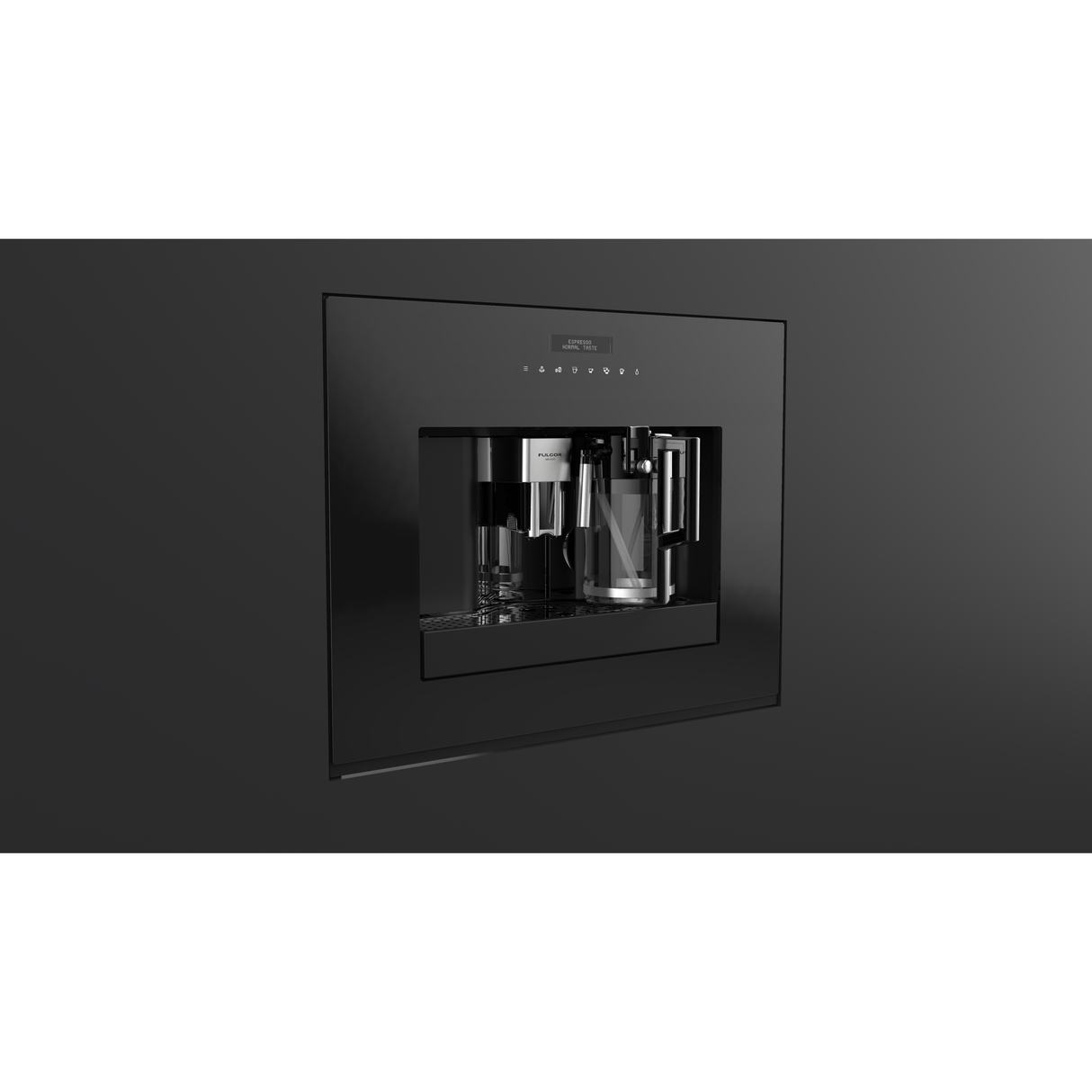 Fulgor Milano 24" Built-In Fully Automatic Coffee Machine, Black Glass - F7BC24B1 Coffee Dispensers F7BC24B1 Wine Coolers Empire