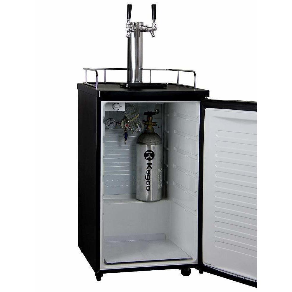 Kegco 20" Wide Kombucha Dual Tap Black Kegerator KOM19B-2 Kegerators KOM19B-2 Wine Coolers Empire