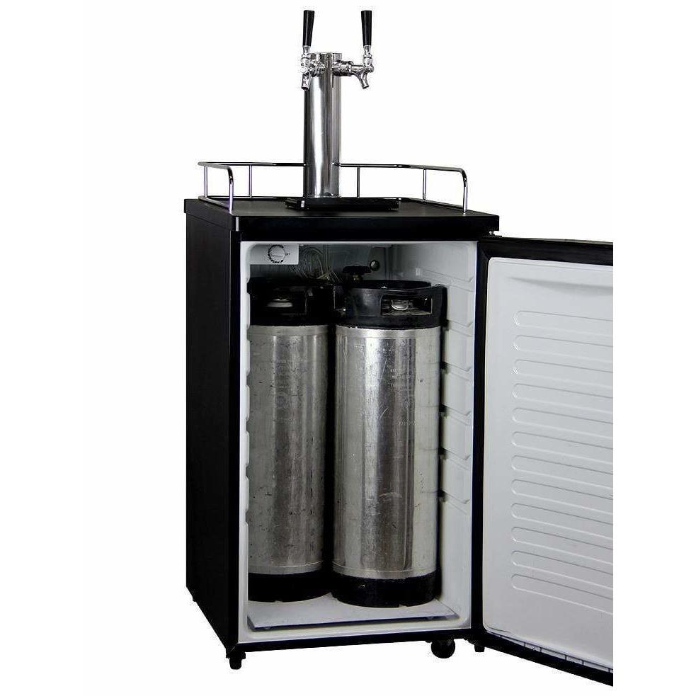 Kegco 20" Wide Kombucha Dual Tap Black Kegerator KOM19B-2 Kegerators KOM19B-2 Wine Coolers Empire
