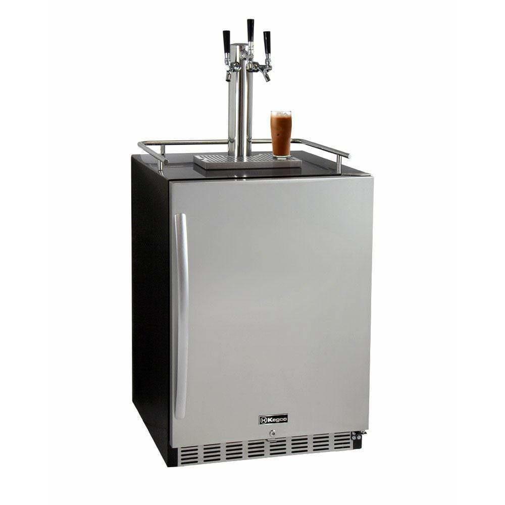 Kegco 24" Wide Cold Brew Coffee Triple Tap Stainless Steel Built-In Right Hinge Kegerator ICHK38BSU-3 Coffee Dispensers ICHK38BSU-3 Wine Coolers Empire
