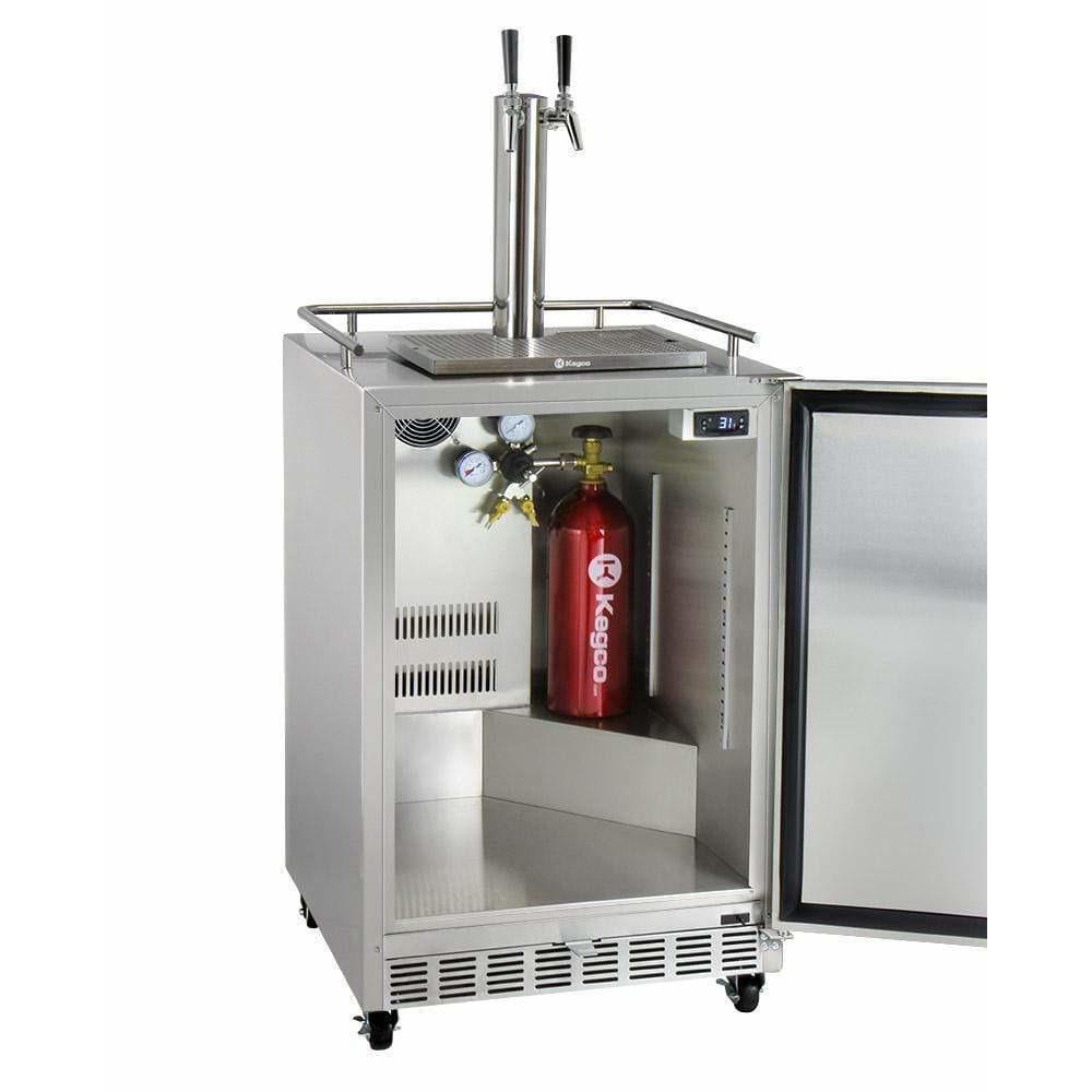 Kegco 24" Wide Dual Tap All Stainless Steel Outdoor Right Hinge with Kit Kegerator HK38SSC-2 Kegerators HK38SSC-2 Wine Coolers Empire