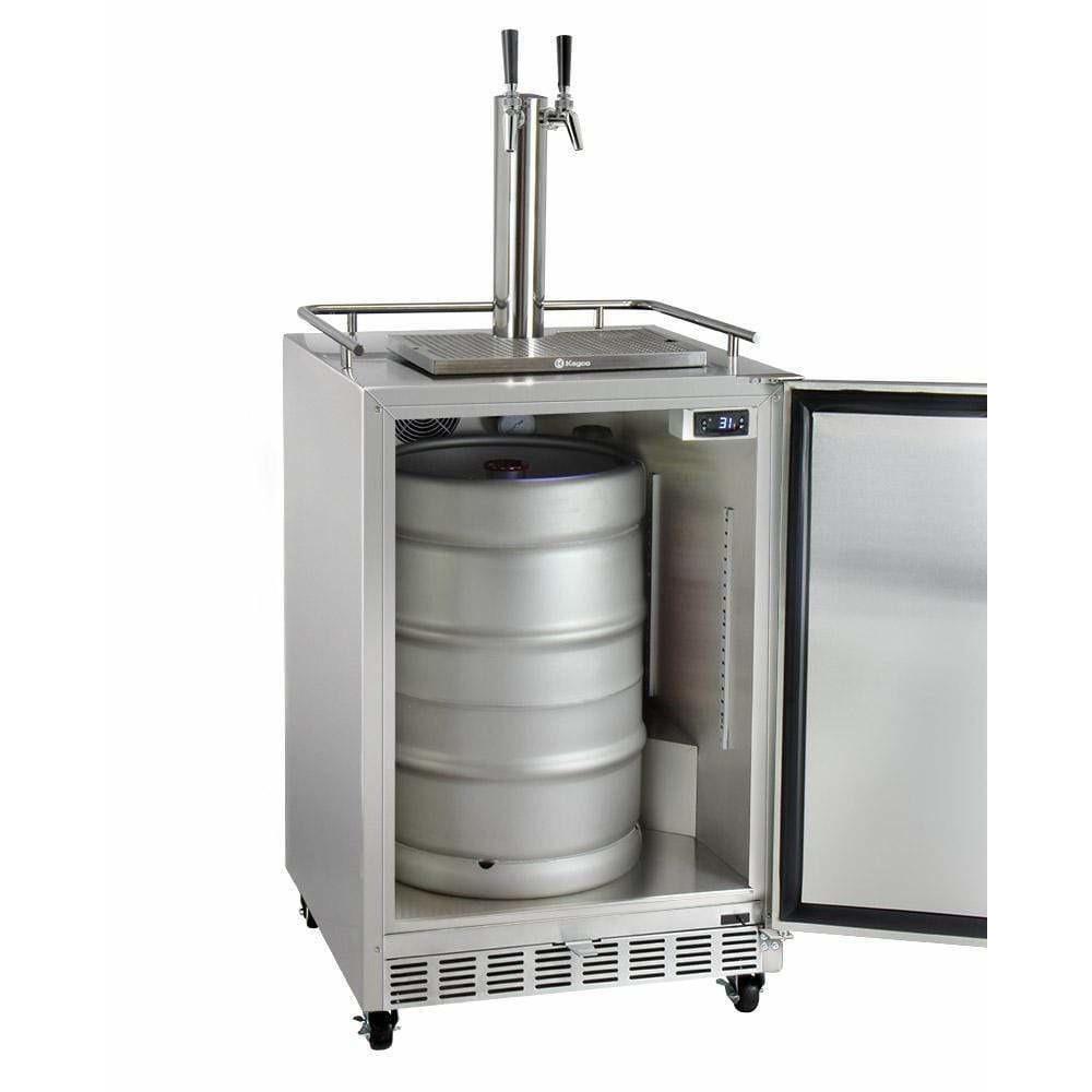Kegco 24" Wide Dual Tap All Stainless Steel Outdoor Right Hinge with Kit Kegerator HK38SSC-2 Kegerators HK38SSC-2 Wine Coolers Empire