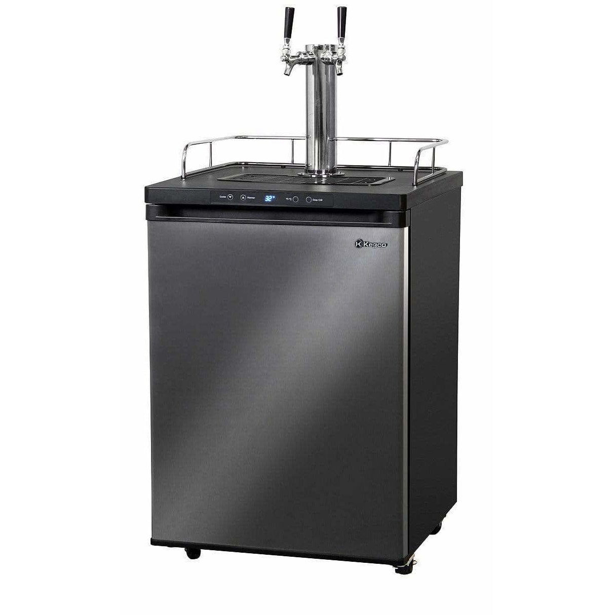 Kegco 24" Wide Dual Tap Black Stainless Steel Digital Kegerator K309X-2 Kegerators K309X-2NK Wine Coolers Empire