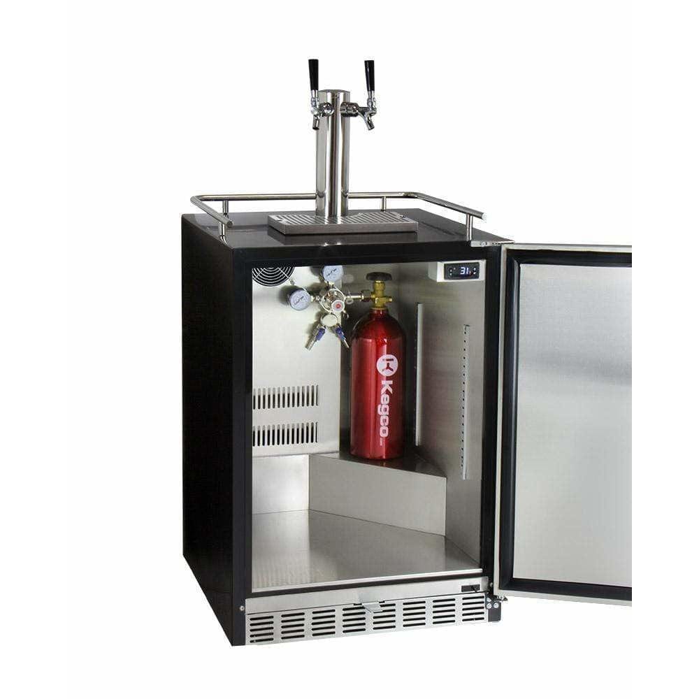 Kegco 24" Wide Dual Tap Stainless Steel Built-In Right Hinge with Kit Kegerator HK38BSU-2 Kegerators HK38BSU-2 Wine Coolers Empire