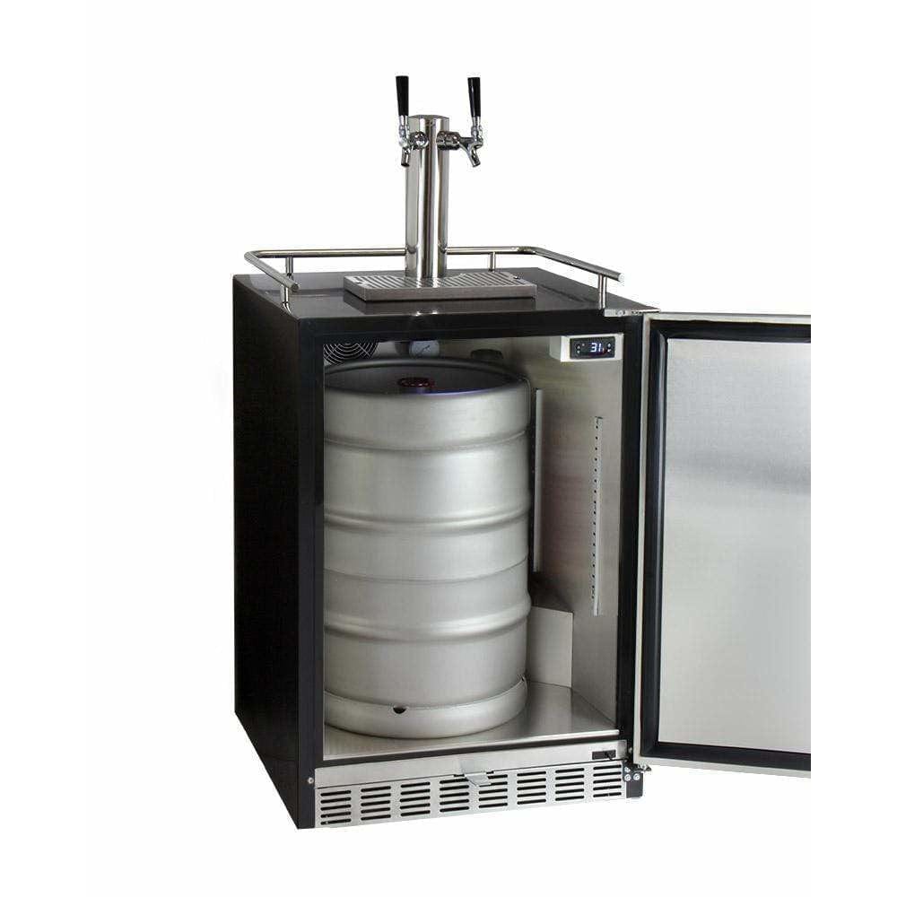 Kegco 24" Wide Dual Tap Stainless Steel Built-In Right Hinge with Kit Kegerator HK38BSU-2 Kegerators HK38BSU-2 Wine Coolers Empire