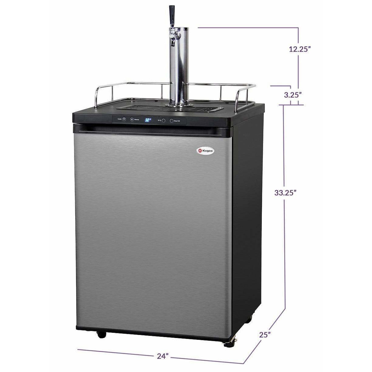 Kegco 24" Wide Single Tap Stainless Steel Home Brew Kegerator HBK309S-1 Kegerators HBK309S-1NK Wine Coolers Empire