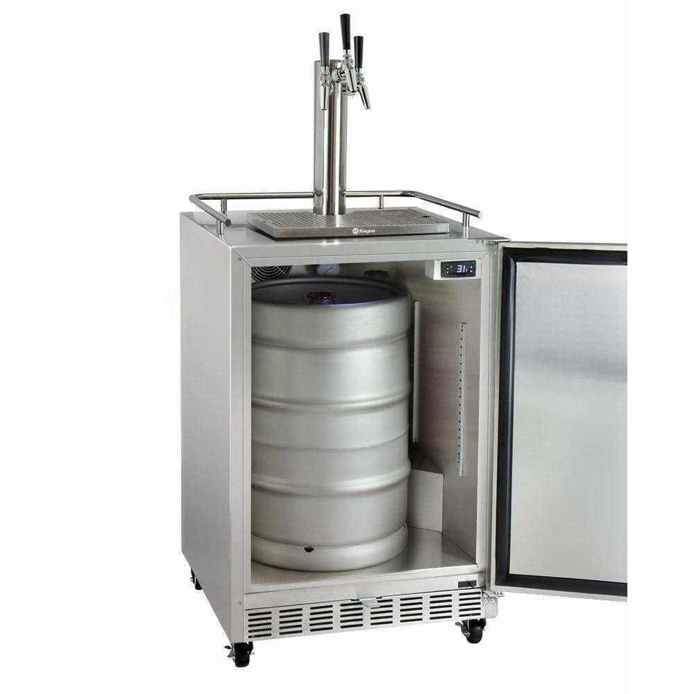 Kegco 24" Wide Triple Tap All Stainless Steel Outdoor Left Hinge with Kit Kegerator HK38SSC-L-3 Kegerators HK38SSC-L-3 Wine Coolers Empire