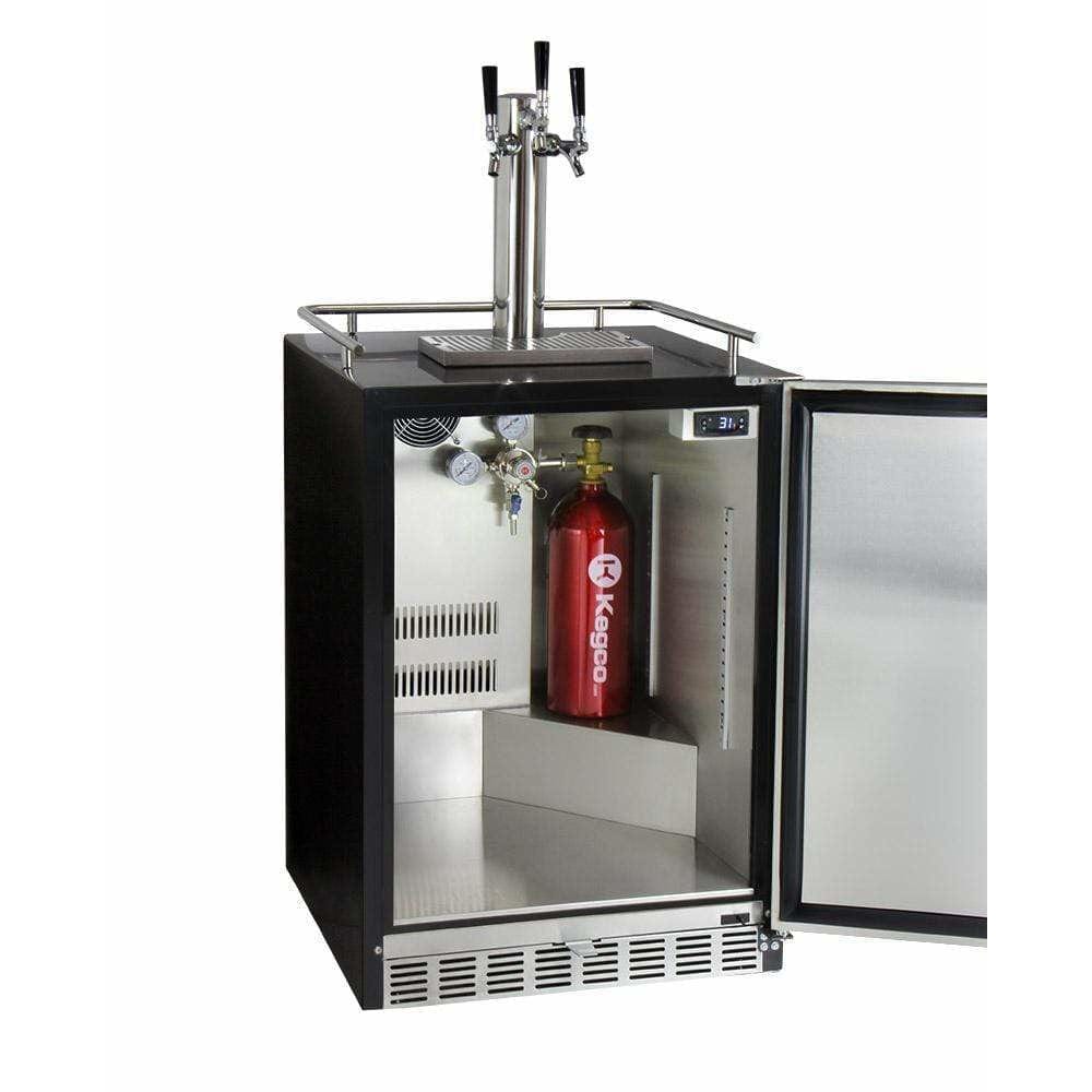 Kegco 24" Wide Triple Tap Stainless Steel Built-In Right Hinge with Kit Kegerator HK38BSU-3 Kegerators HK38BSU-3 Wine Coolers Empire