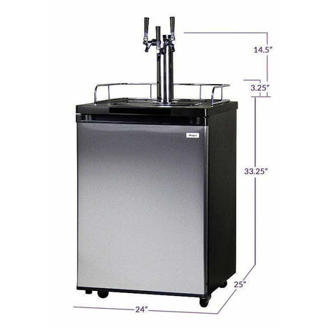 Kegco 24" Wide Triple Tap Stainless Steel Home Brew Kegerator HBK209S-3 Kegerators HBK209S-3NK Wine Coolers Empire