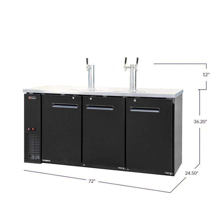 Kegco 72" Wide Triple Tap Black Kegerator XCK-2472B Kegerators XCK-2472B Wine Coolers Empire