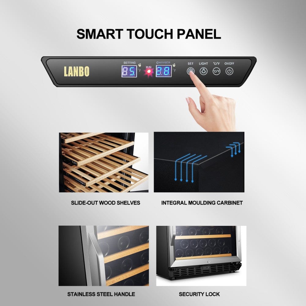 Lanbo 52 Bottles Single Zone Stainless Steel Wine Coolers LW52S Wine Coolers LW52S Wine Coolers Empire