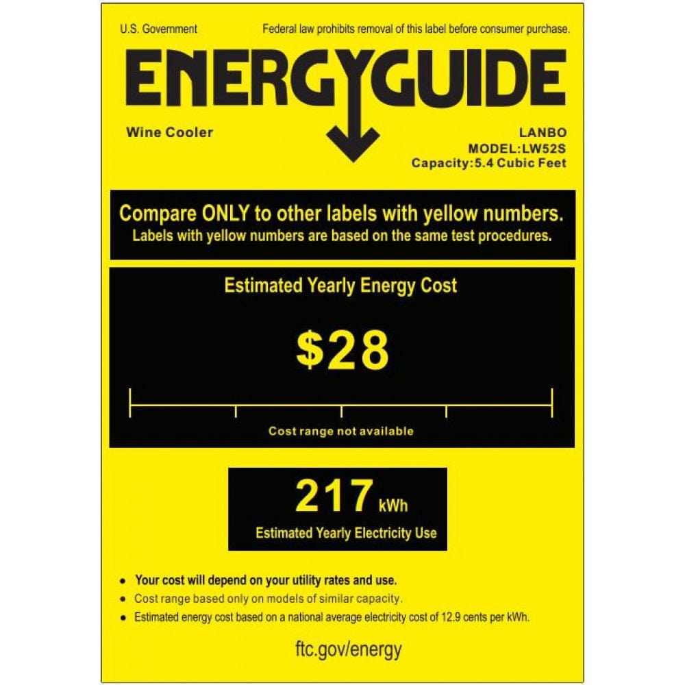 Lanbo 52 Bottles Single Zone Stainless Steel Wine Coolers LW52S Wine Coolers LW52S Wine Coolers Empire