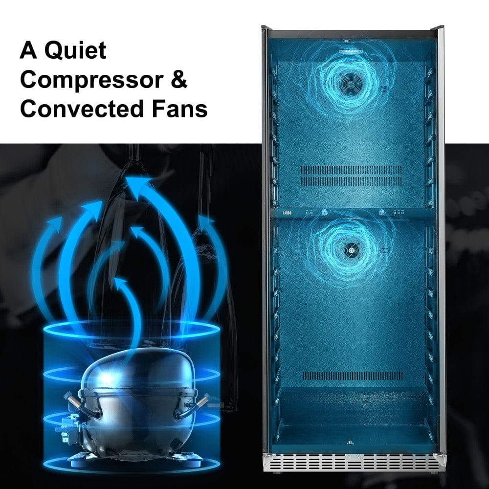 Lanbo Luxury 287 Bottles Dual Door Stainless Steel Wine Coolers LW328DD Wine Coolers LW328DD Wine Coolers Empire