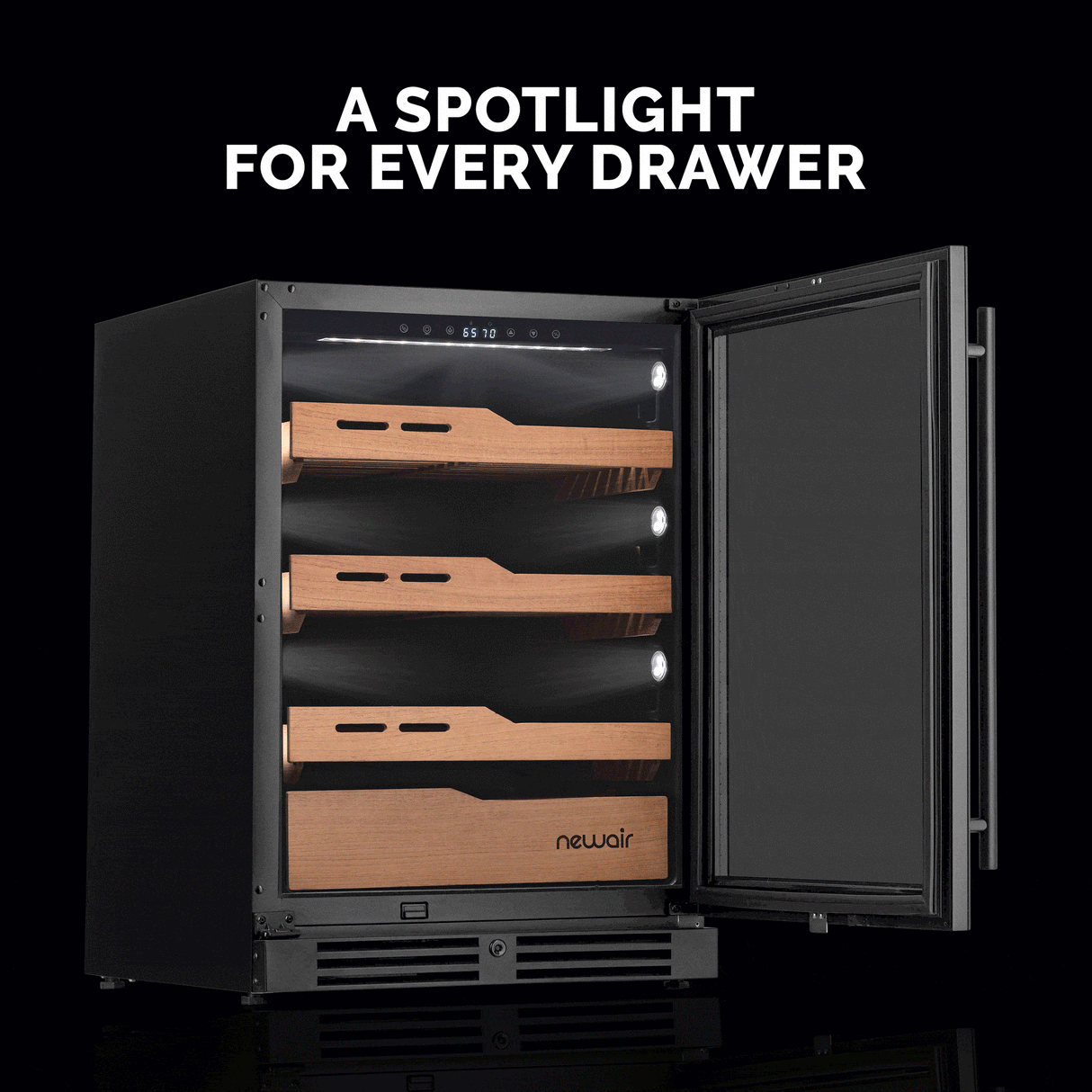 NewAir 1,500-Count Electric Cigar Humidor NCH1K5BK00 Cigar Humidors NCH1K5BK00 Wine Coolers Empire