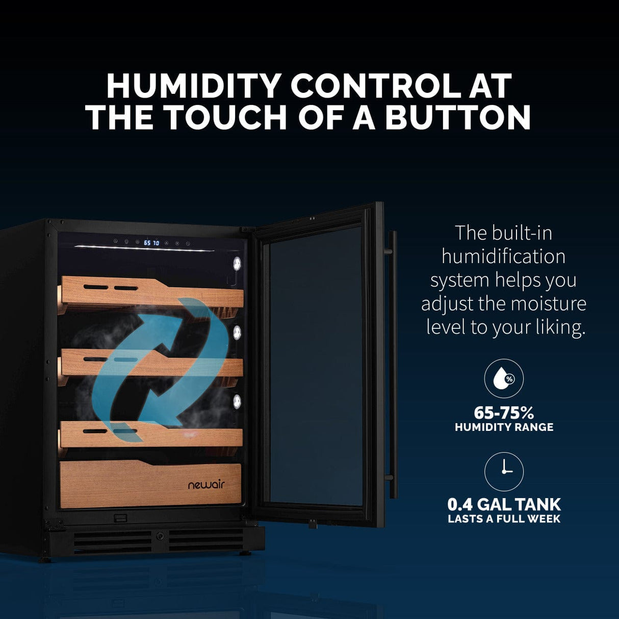 NewAir 1,500-Count Electric Cigar Humidor NCH1K5BK00 Cigar Humidors NCH1K5BK00 Wine Coolers Empire