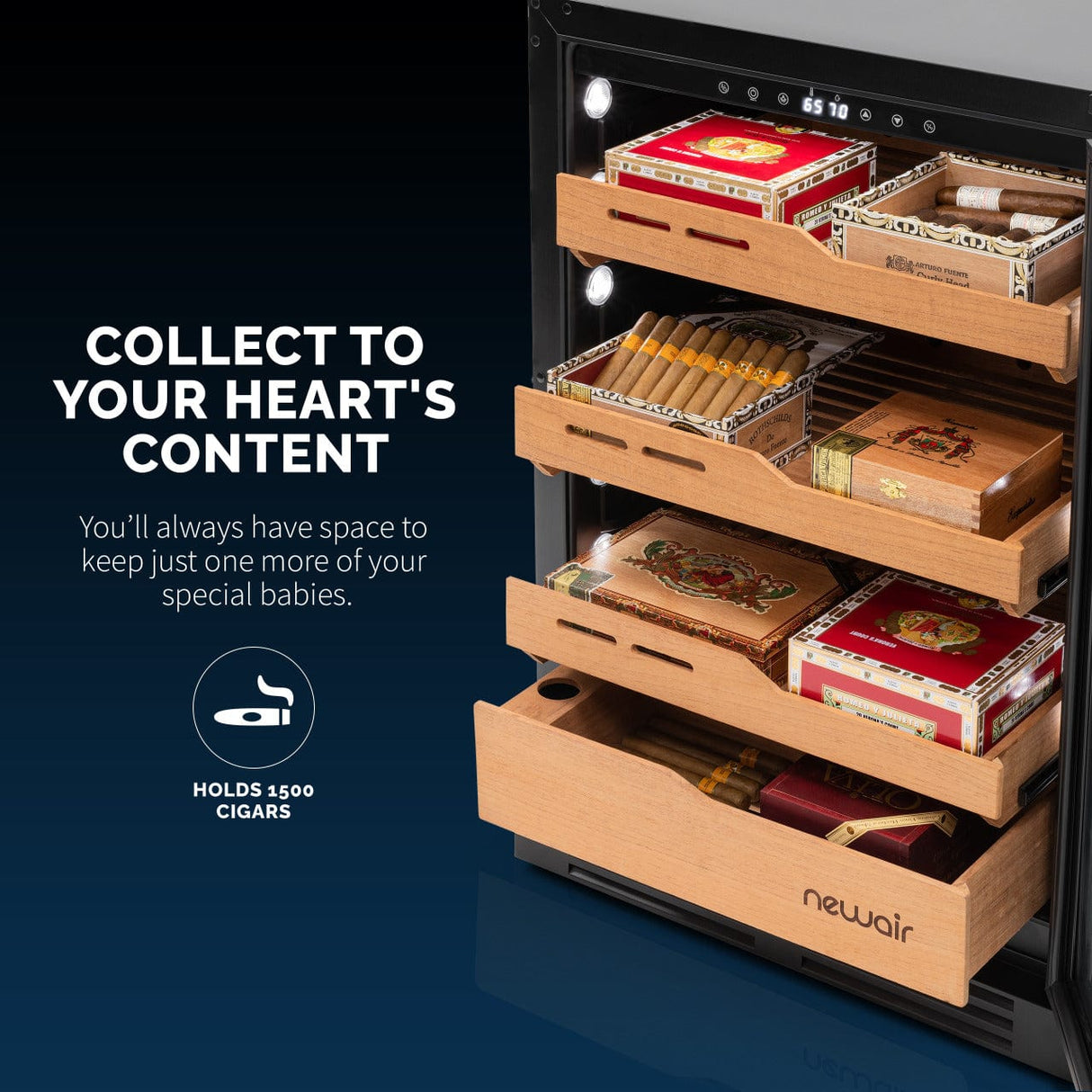 NewAir 1,500-Count Electric Cigar Humidor NCH1K5BK00 Cigar Humidors NCH1K5BK00 Wine Coolers Empire