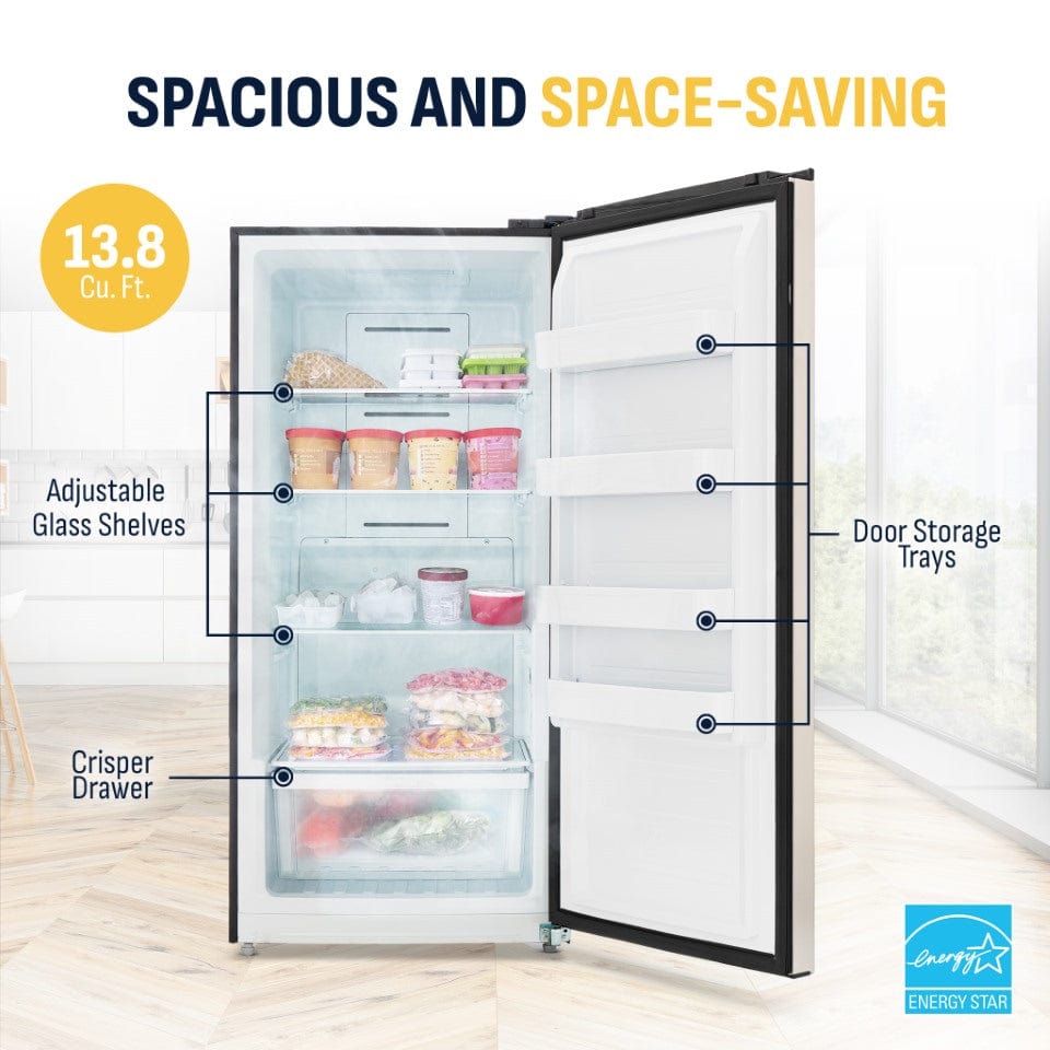 NewAir 13.8 Cu Ft Stainless Steel Upright Freezer NFS140SS00 Freezers NFS140SS00 Wine Coolers Empire