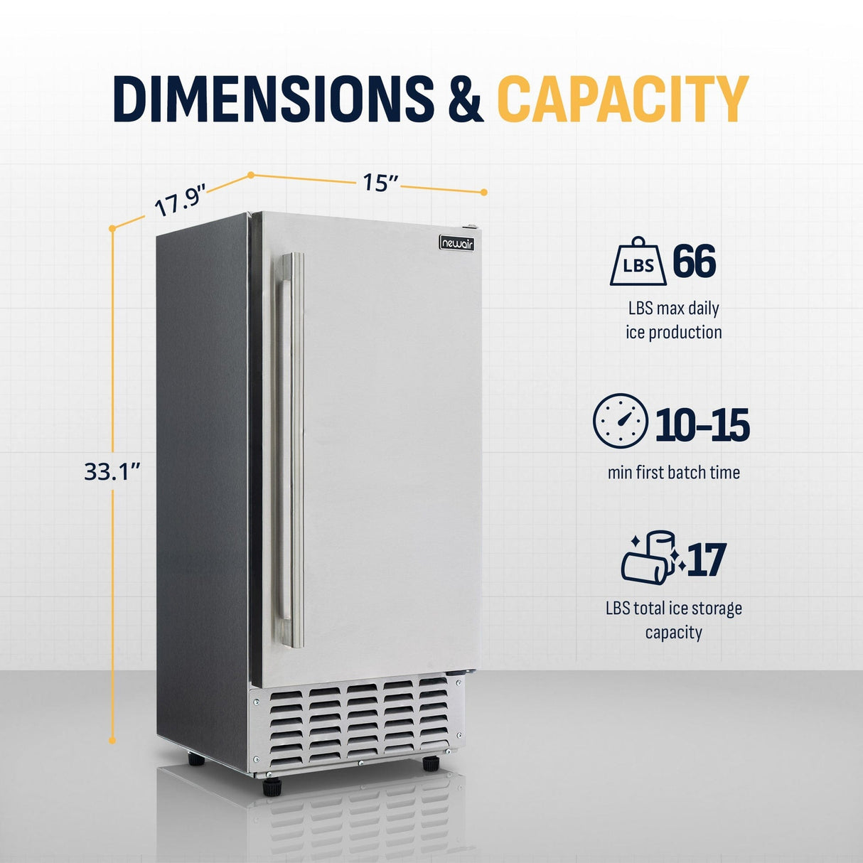 NewAir 15" Undercounter Nugget Ice Maker NCI066SSN0 Ice Makers NCI066SSN0 Wine Coolers Empire