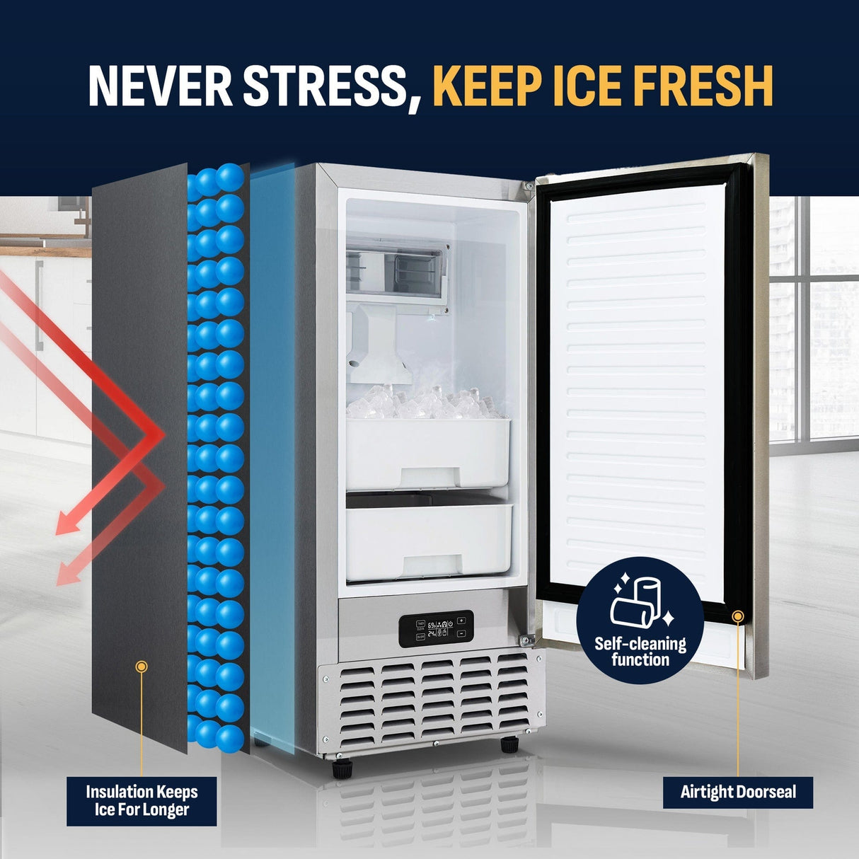 NewAir 15" Undercounter Nugget Ice Maker NCI066SSN0 Ice Makers NCI066SSN0 Wine Coolers Empire
