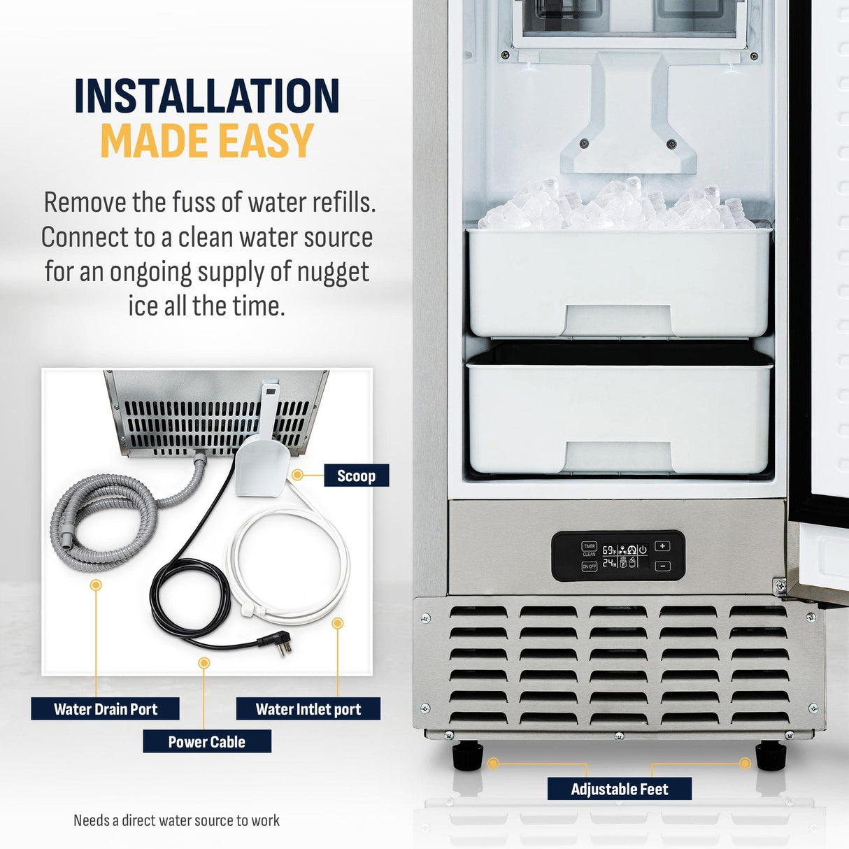 NewAir 15" Undercounter Nugget Ice Maker NCI066SSN0 Ice Makers NCI066SSN0 Wine Coolers Empire