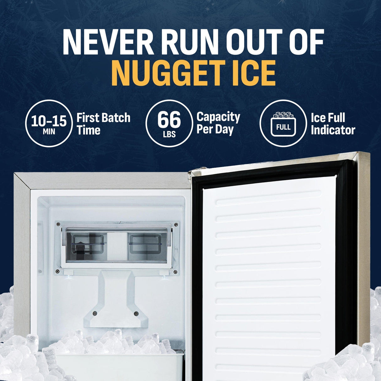 NewAir 15" Undercounter Nugget Ice Maker NCI066SSN0 Ice Makers NCI066SSN0 Wine Coolers Empire
