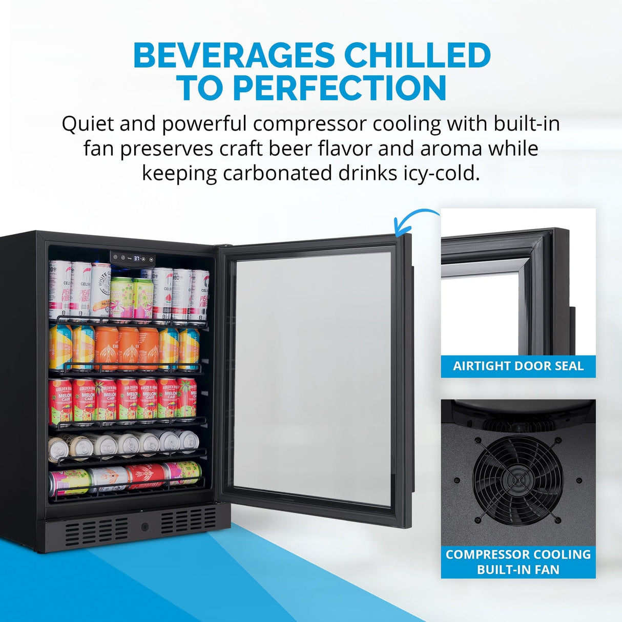 NewAir 177-Can Built-In or Freestanding Black Beverage Fridge Beverage Centers NBC177BS01 Wine Coolers Empire