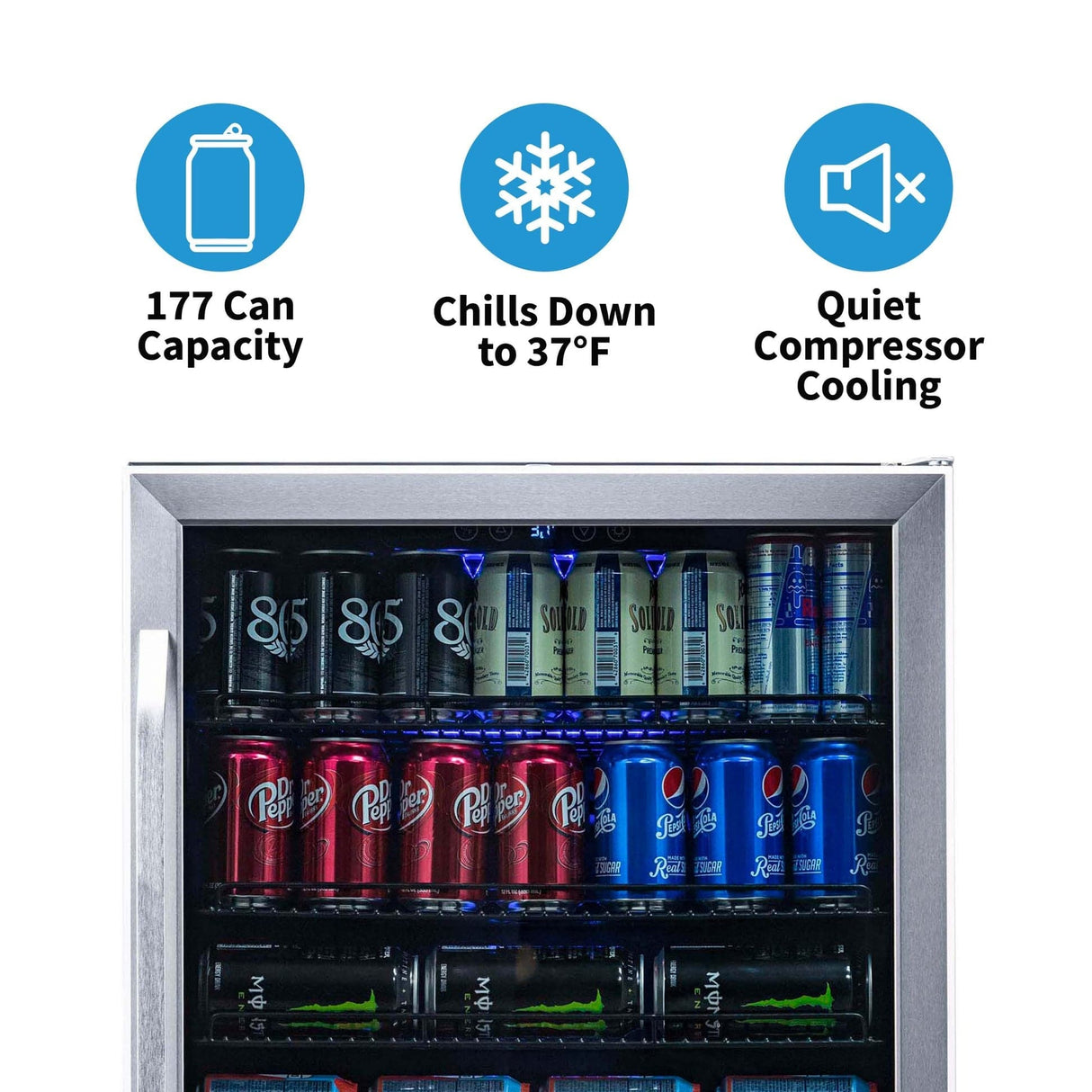 NewAir 177-Can Stainless Steel Beverage Fridge ABR-1770 Beverage Centers ABR-1770 Wine Coolers Empire