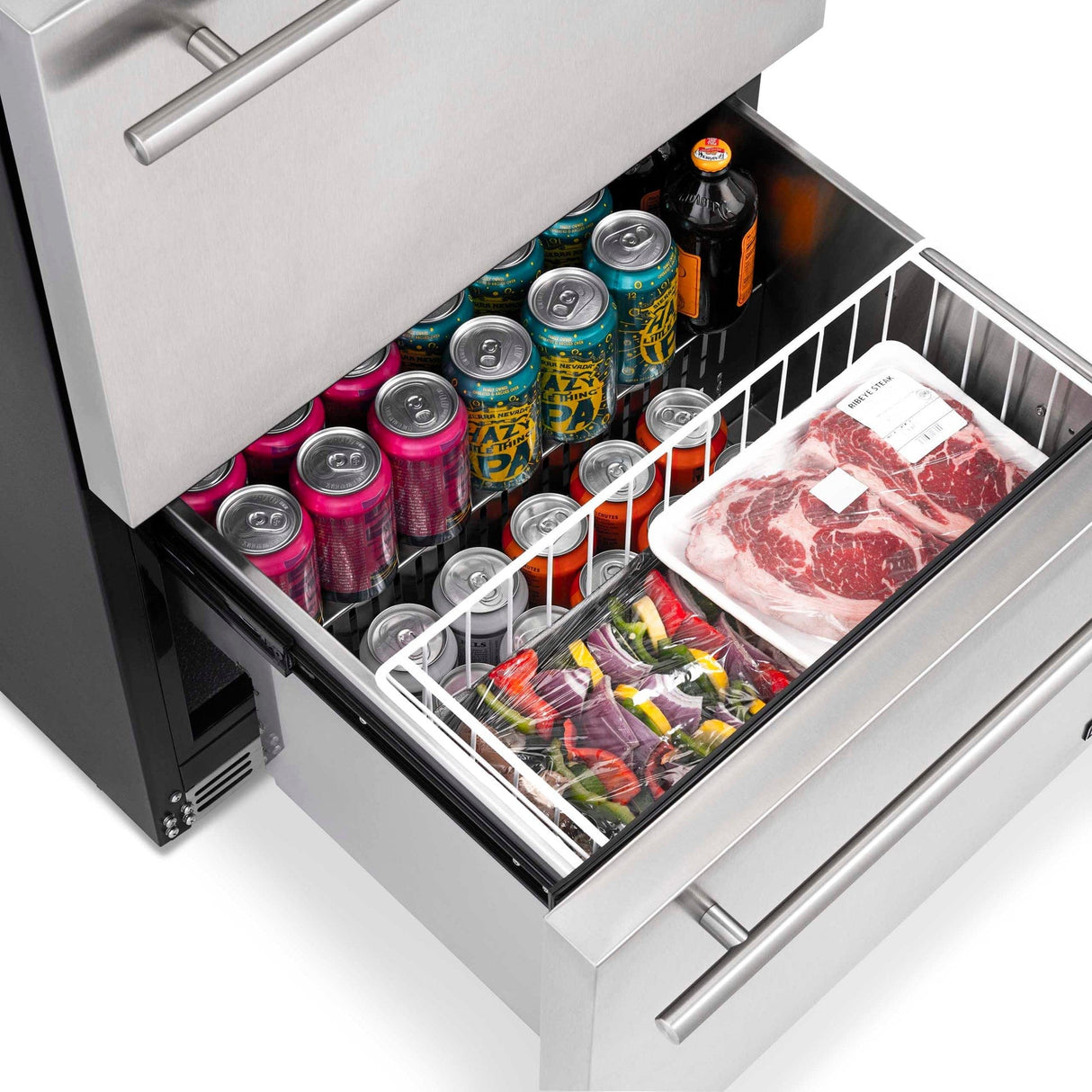 NewAir 24” Built-In 80-Can Dual-Drawer Beverage Fridge Beverage Centers NOF100SS00 Wine Coolers Empire