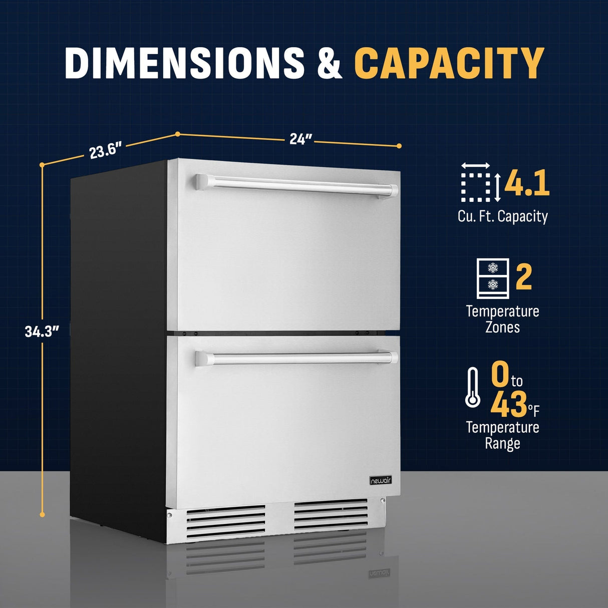 NewAir 24" Undercounter Dual Zone Freezer & Refrigerator Refrigerators NOF110SSD0 Wine Coolers Empire