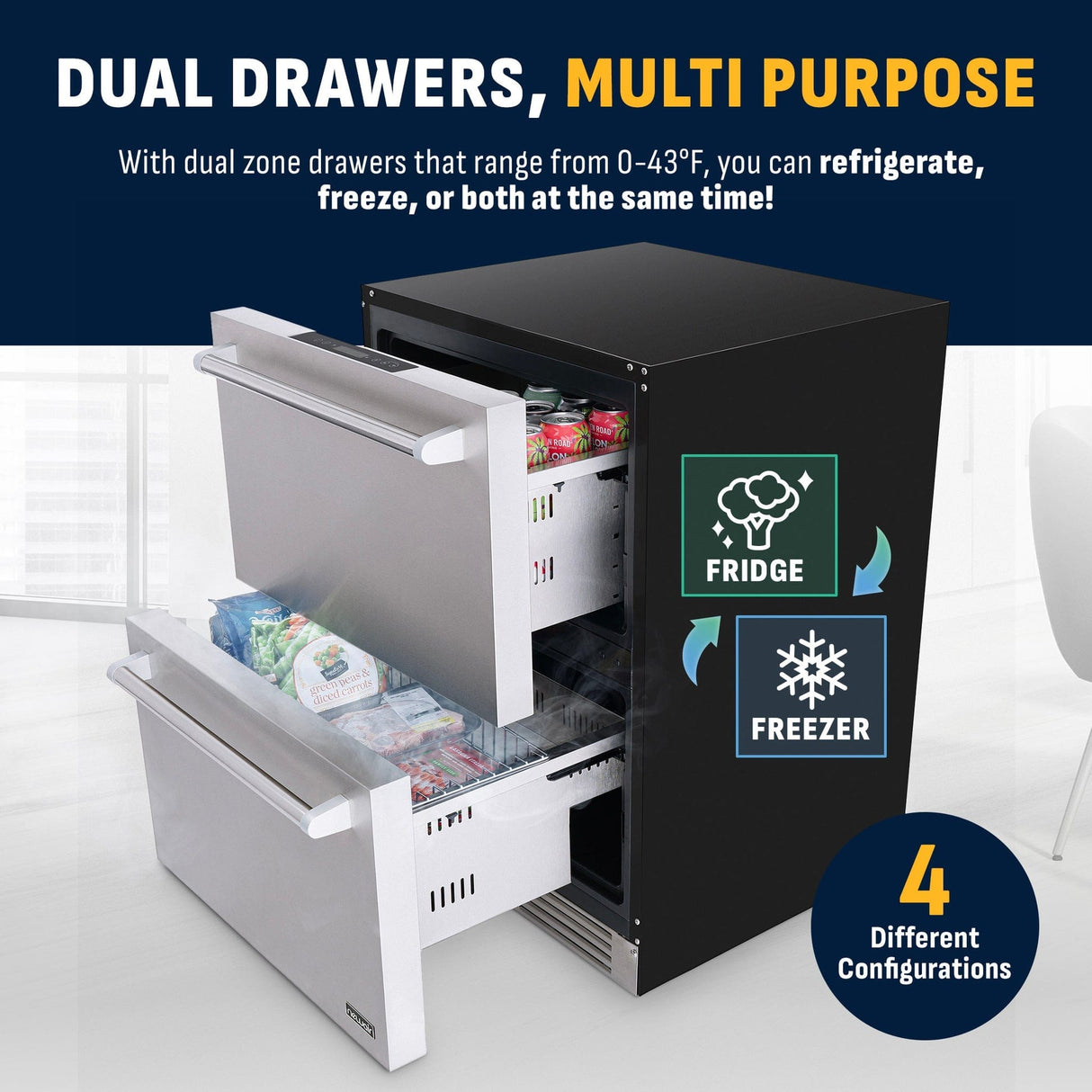 NewAir 24" Undercounter Dual Zone Freezer & Refrigerator Refrigerators NOF110SSD0 Wine Coolers Empire