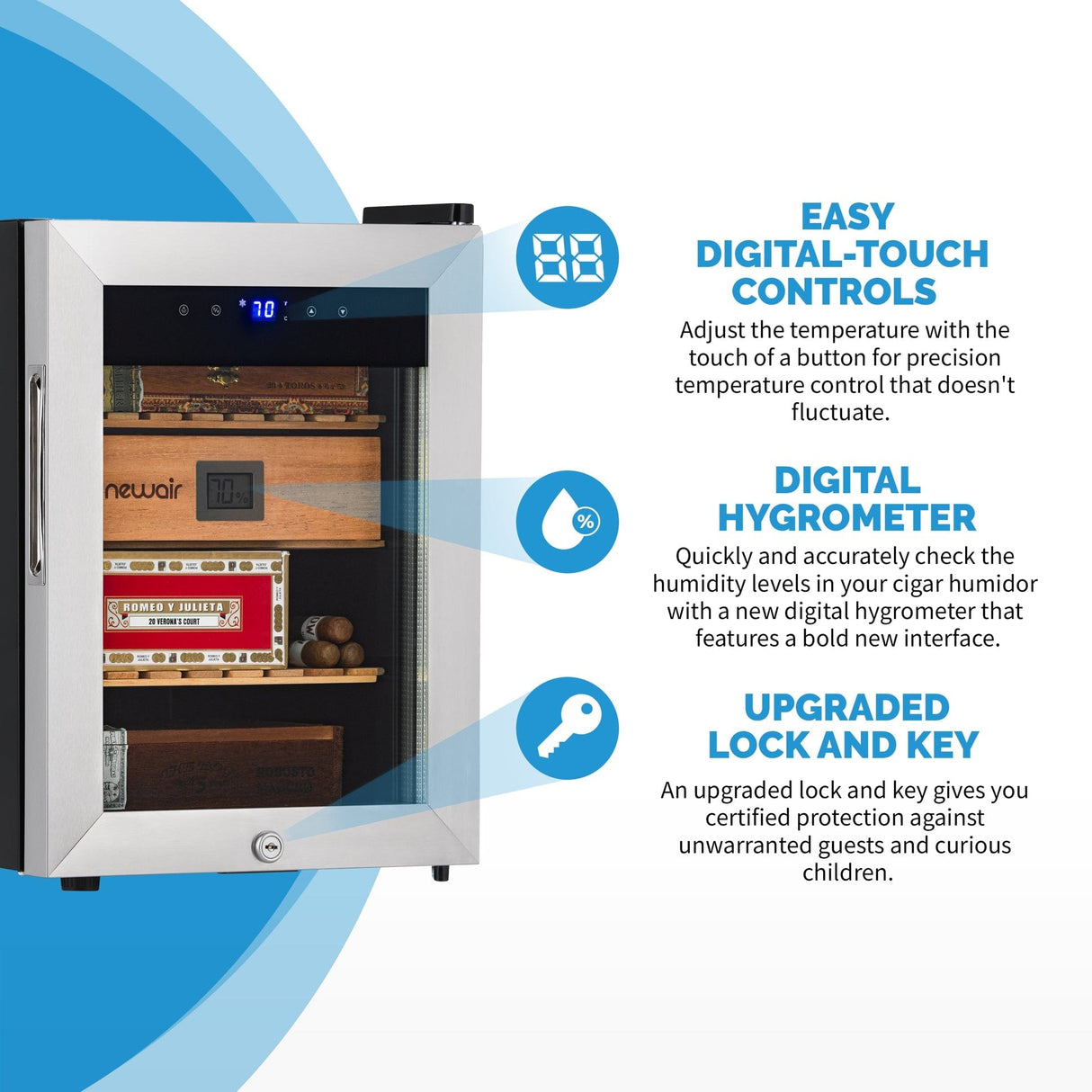 NewAir 250-Count Electric Cigar Humidor NCH250SS00 Cigar Humidors NCH250SS00 Wine Coolers Empire