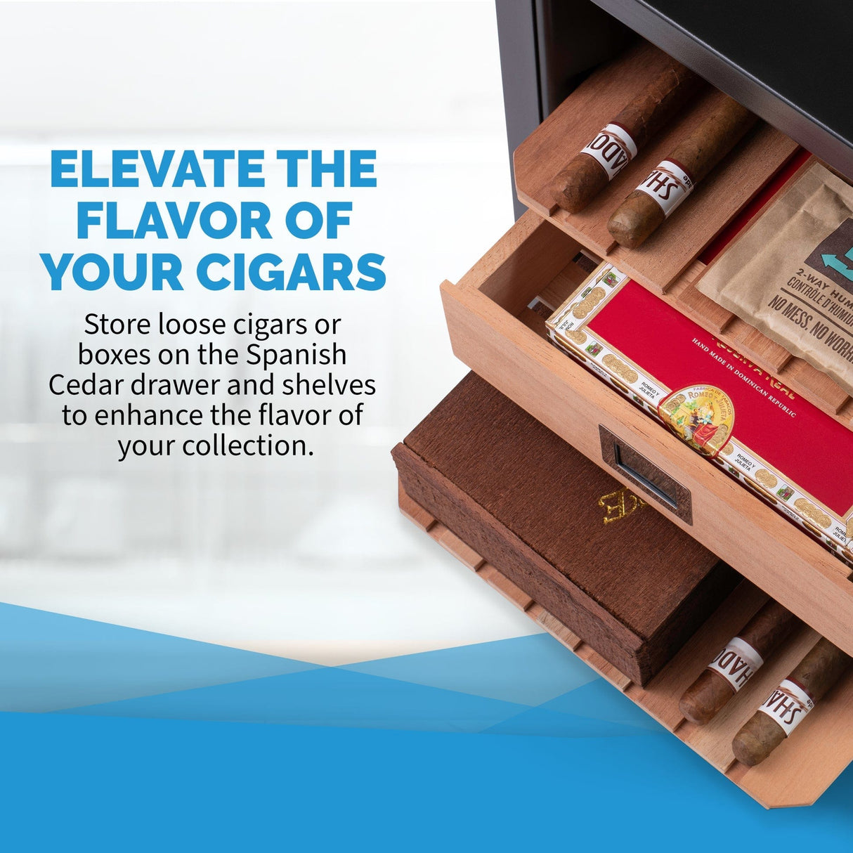 NewAir 250-Count Electric Cigar Humidor with Opti-Temp Cigar Humidors NCH250SS01 Wine Coolers Empire