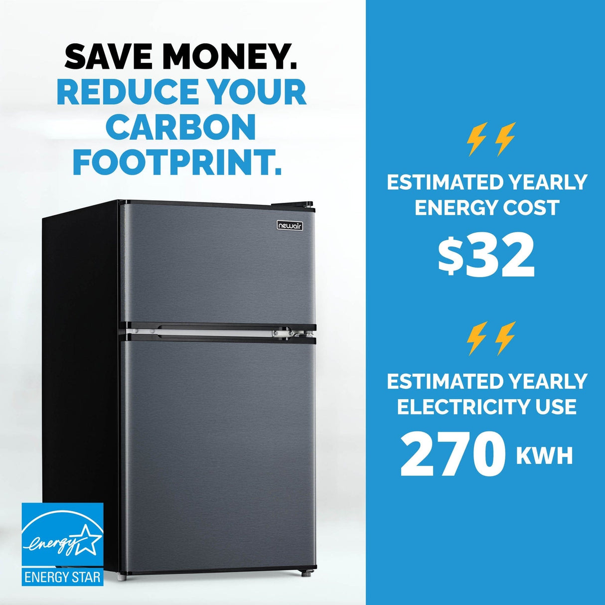 NewAir 3.1 Cu Ft Black Compact Mini Refrigerator NRF031BK00 Refrigerators NRF031BK00 Wine Coolers Empire