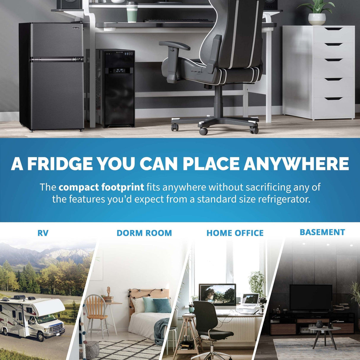 NewAir 3.1 Cu Ft Black Compact Mini Refrigerator NRF031BK00 Refrigerators NRF031BK00 Wine Coolers Empire